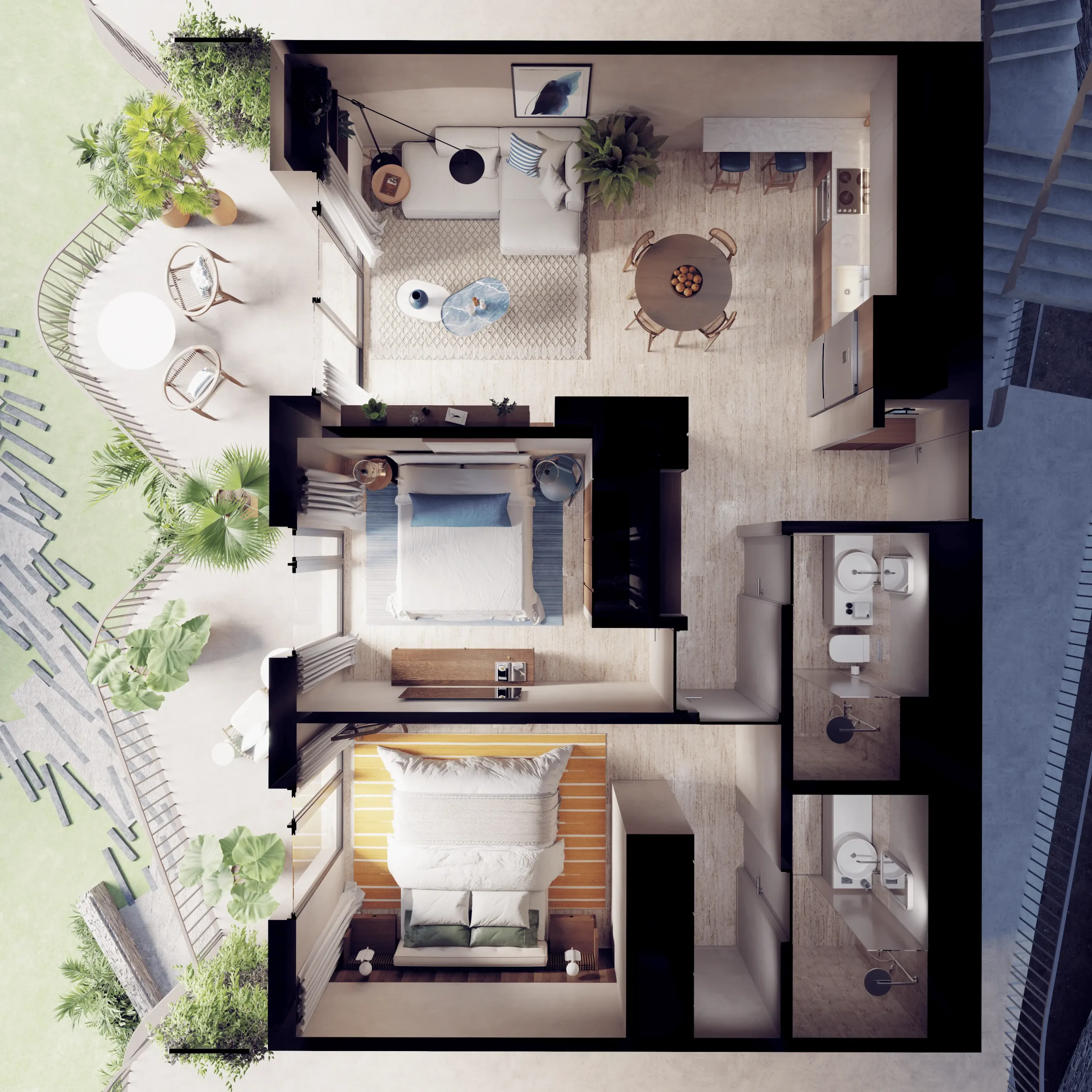 Apt_2H - Planta-3D